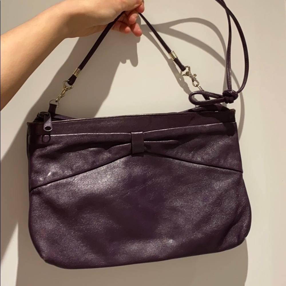 Vintage Purple Leather Bow Crossbody Bag/Clutch 💜